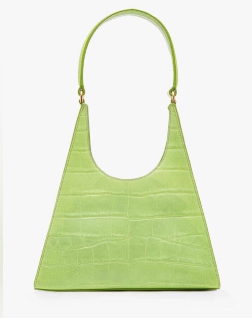 STAUD Rey croc-embossed shoulder bag in Pistachio